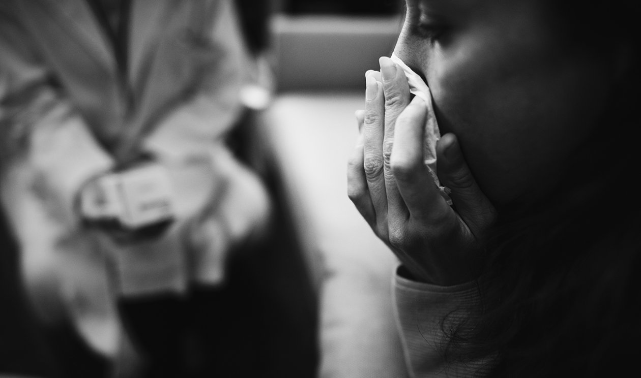 Depressed woman at a mental hospital
